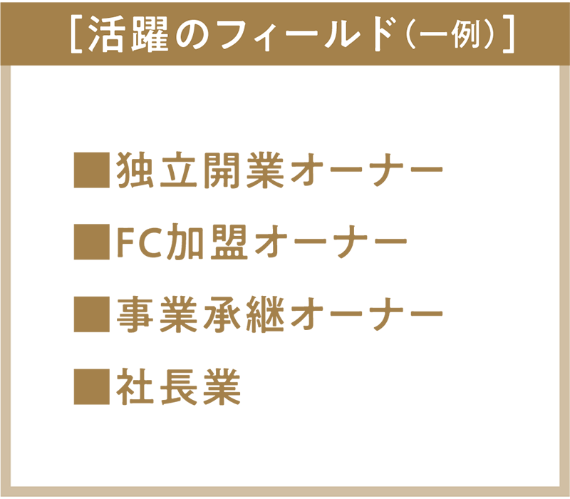 起業の活躍フィールド一例